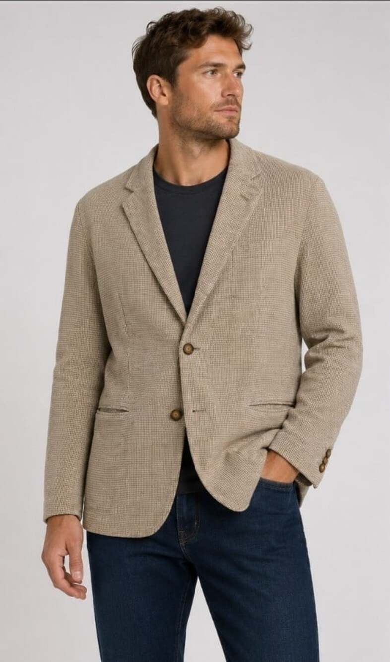 Structure Le Collexioni 100% linen Micro Houndstooth Checkered Medium Italy CR10